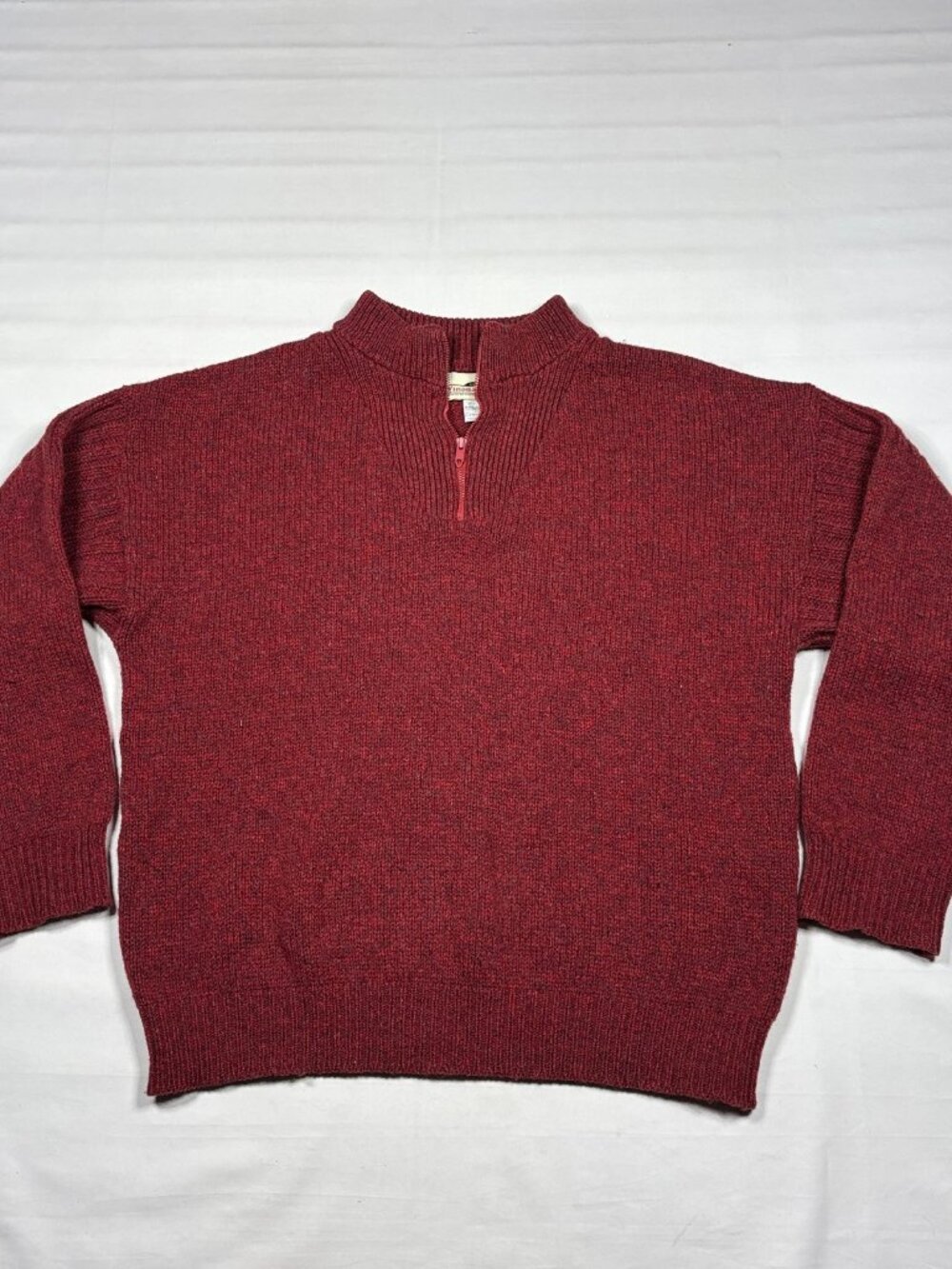 VTG Winona Knits Wool 1/4 Zip Sweater Mens XL Red Mock Neck Made in USA Minnesot